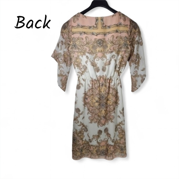 Antonio Melanie Neutral Paisley Print Dress Size 0 - Picture 3 of 15